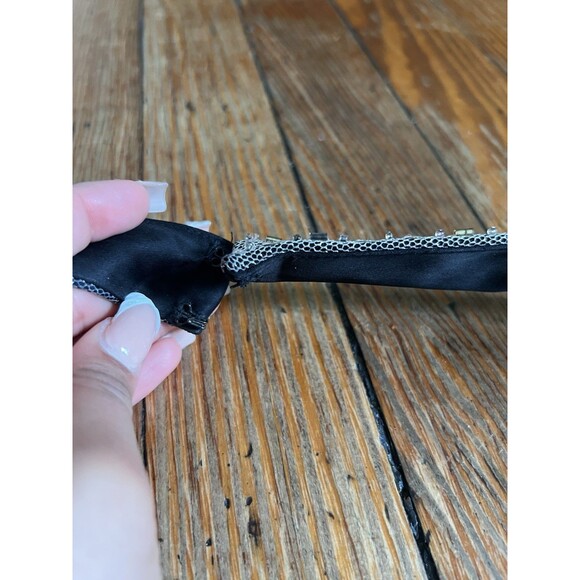 Papell Boutique Evening Size 8 Black 90s Sequin Lace Halter Embroidered Dress - Picture 9 of 10